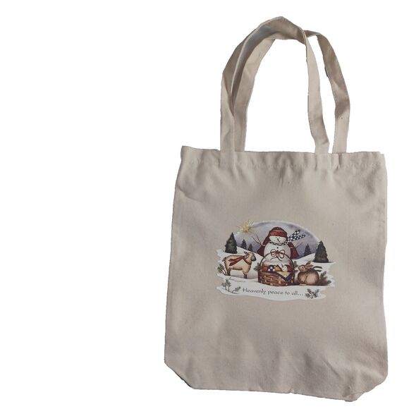 Reusable Canvas Bag Winter Holiday Christmas  Heavenly Peace - Picture 1 of 2